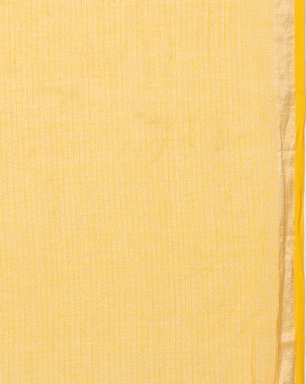 Pure Cotton Kota Doria Saree Yellow Jaal Embroidery