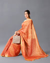 Colorful Pure Tissue Linen Handdyed Saree Orange