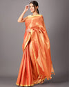 Colorful Pure Tissue Linen Handdyed Saree Orange