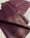 Whispering Silkmark Certified Chanderi Silk Wine Saree