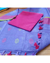 Pure Linen Poised Blue Dupatta & Katan Silk Pink Top Set