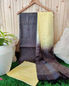 Handdyed Katan Silk Gray & Yellow Contrast Suit
