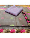 Pure Linen Ethereal Brown Dupatta & Katan Silk Purple Top Set