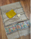Silkmark Tussar Beige Madhubani Vivid Dupatta & Yellow Top