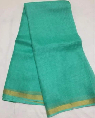 Blissful Pure Silk Kota Doria Handdyed Green Saree