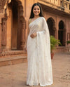 Indiehaat | Pure Mul Cotton Sequin Saree White