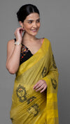 Embroidered Bansbara Tussar Silk Handloom Yellow Saree