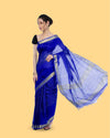 Handcrafted Kota Silk Plain Saree Ocean Blue