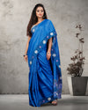 Silkmark Pure Tussar Embroidery & Cutwork Blue Saree