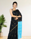 Pure Kota Silk Saree Chinese Black Weaving Triangle