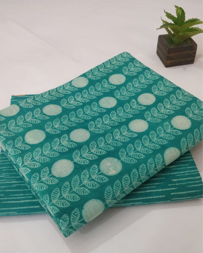Indiehaat | Blockprinted Cotton Suit (Top & Bottom) Green