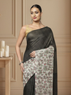 Half Dye Half Print Kota Silk Saree Black & White