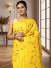 Poetic Eri Tussar Silk Embroidered Yellow Saree