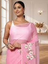 Pale Magenta Pink Pure Kota Doria Saree Embroidered