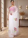 Natural White Pure Kota Doria Saree Embroidered