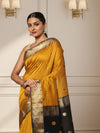 Artistic Maheshwari Pure Handloom Silk Saree Yellow