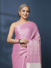 Modern Pure Tissue Linen Handdyed Saree Pink
