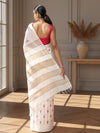 Dazzling Eri Tussar Silk Embroidered Cream Saree