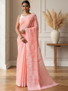 Blush Chikankari Kota Doria Saree Rose Pink Handcrafted