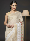 Embroidered Bansbara Tussar Silk Saree Pale Silver