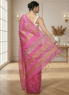 Poised Eri Tussar Silk Embroidered Pink Saree