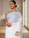 Vibrant White Pure Kota Doria Saree Embroidered