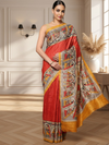 Silkmark Tussar Quaint Madhubani Red & Beige Saree