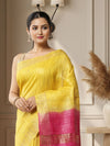 Silkmark Ghicha Tussar Harmonious Yellow & Purple Saree