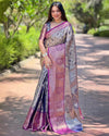 Indiehaat | Pure Tissue Silk Zari Woven Silver Saree