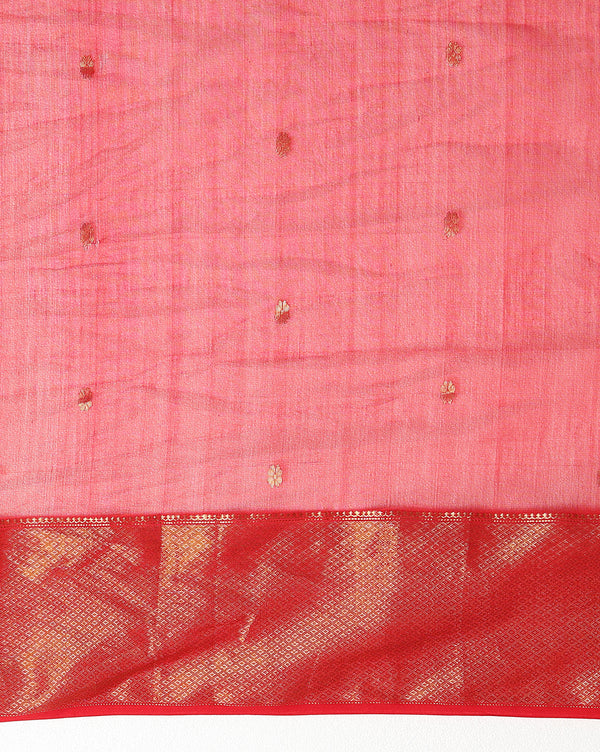 Vibrant Maheshwari Silk Pure Handloom Saree Red