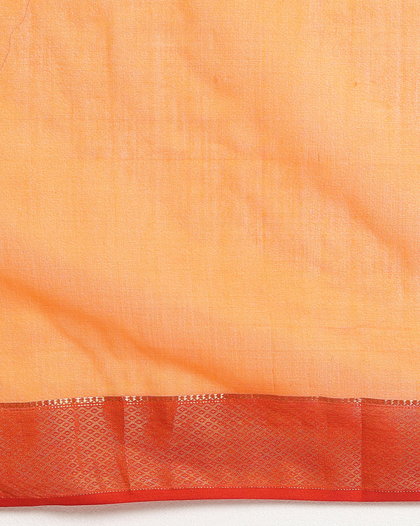 Vibrant Maheshwari Silk Pure Handloom Saree Red