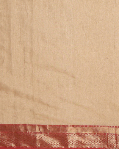 Splendid Maheshwari Tissue Silk Handwoven Saree Golden