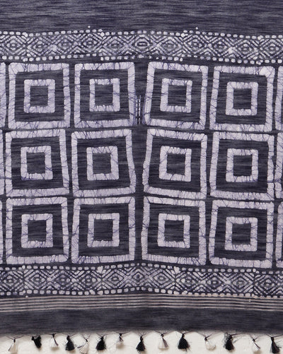 Wax Batik Hand Dyed Kota Silk Saree Indigo