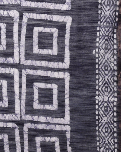 Wax Batik Hand Dyed Kota Silk Saree Indigo