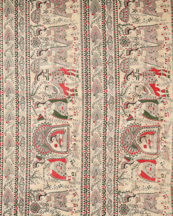 Misty Madhubani Wax Batik Hand Dyed Khadi Silk Beige Suit