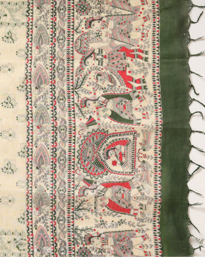 Misty Madhubani Wax Batik Hand Dyed Khadi Silk Beige Suit