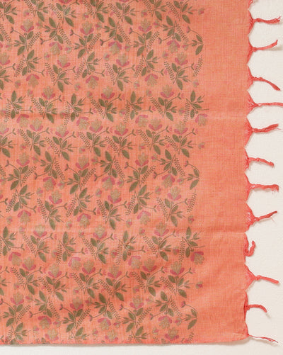 Printed Khadi Silk Peach Suit