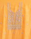 Indiehaat | Pure Linen Embroidered Suit Piece Mustard Yellow Color (Top+Dupatta) With Linen Bottom
