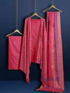 Katan Silk Gorgeous Suits Magenta Blockprinted