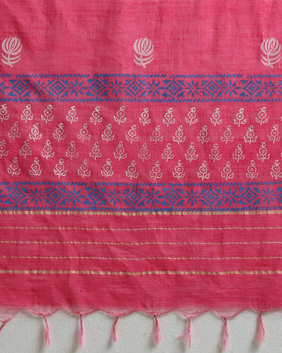 Katan Silk Gorgeous Suits Magenta Blockprinted