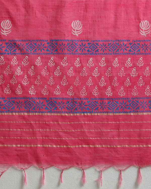 Katan Silk Gorgeous Suits Magenta Blockprinted