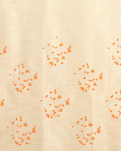 Blossom Blockprinted Khadi Silk Leafy Beige Suit