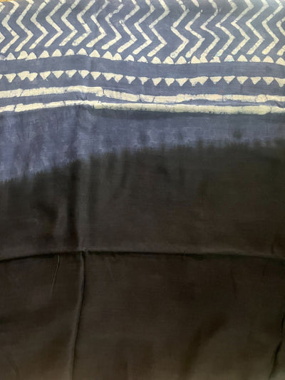 Indiehaat | Maheshwari Silk Saree Handblock Print Black