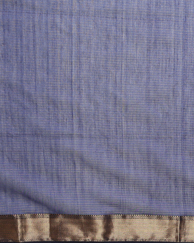 Poised Maheshwari Pure Silk Check Body Indigo Saree