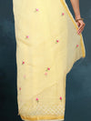 Kota Doria Pastel Yellow Saree Embroidery