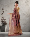 Exquisite Banarasi Silk Jaquard Soft Brown Saree