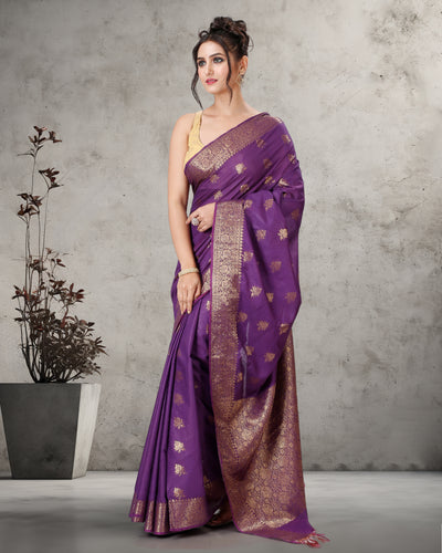 Ornate Banarasi Silk Jaquard Royal Purple Saree