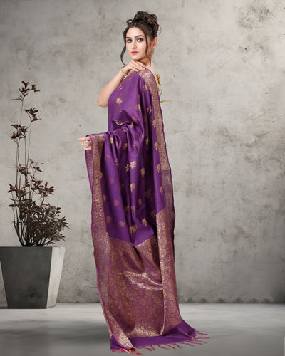 Ornate Banarasi Silk Jaquard Royal Purple Saree