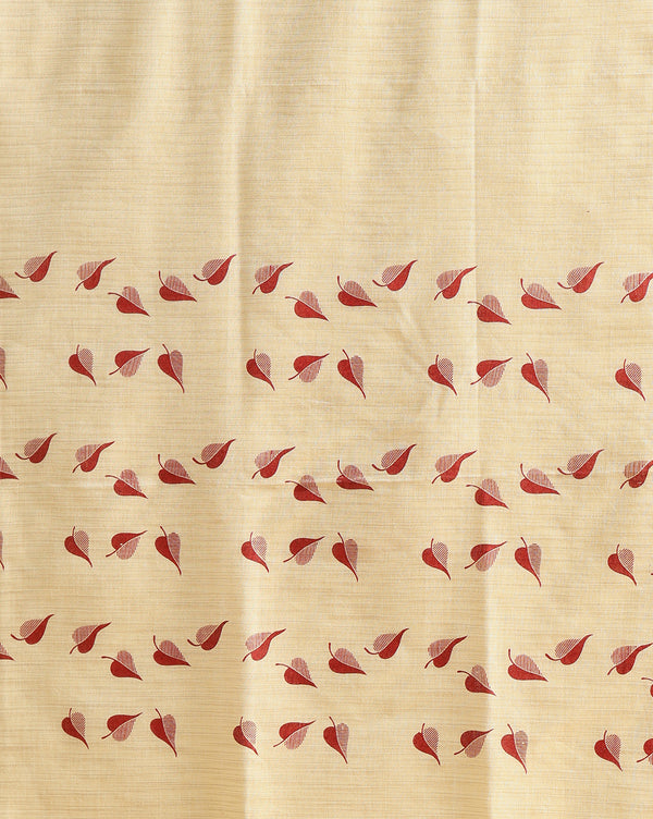 Blossom Leafy Blockprinted Khadi Silk Beige Suit