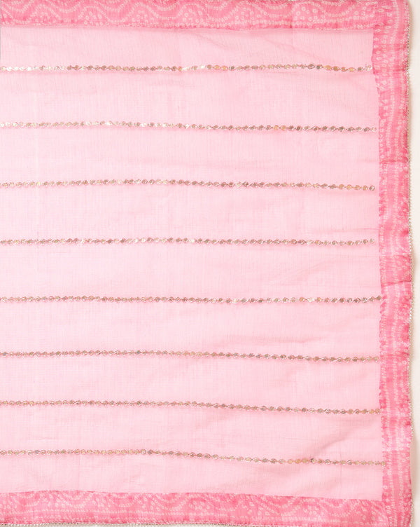 Glimmering Charm Pink Kota Dori Suit (Top+Bottom+Dupatta)